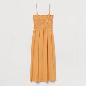 Smocked cotton yellow midi dress NWT small